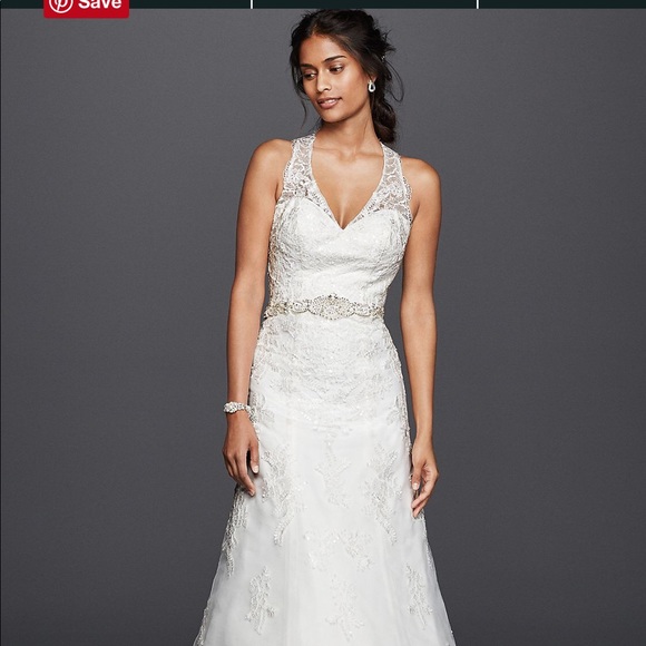 Jewel Lace Wedding Dress with Helter Neckline - Picture 2 of 11